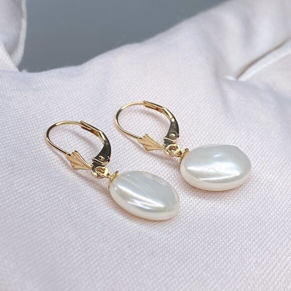 American Pearl Dangle Pearl Earrings With Coin Pearls - Picture 5 of 11